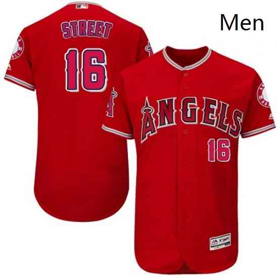 Mens Majestic Los Angeles Angels of Anaheim 16 Huston Street Authentic Red Alternate Cool Base MLB Jersey